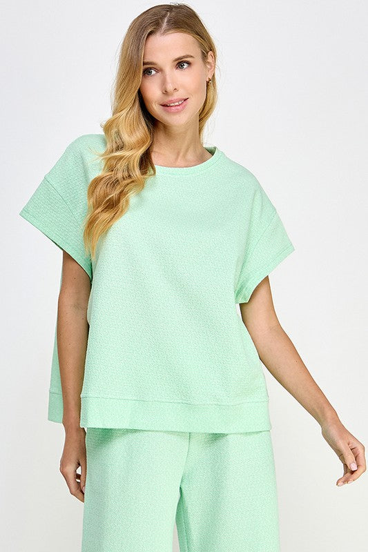 Metallic Textured Short Sleeve Set