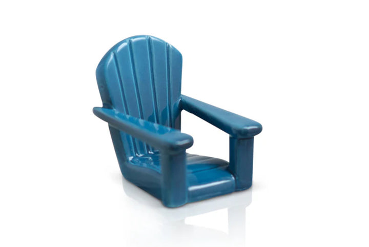 Small blue plastic Adirondack chair by Nora Fleming Minis; available in mini size.