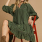 Juniper Tiered Long Sleeve Dress shown. Available in sizes XS–XL.