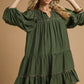 Juniper Tiered Long Sleeve Dress with ruffled layers. Available in sizes XS-XL.