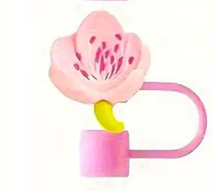 Pink Flowers Straw Covers