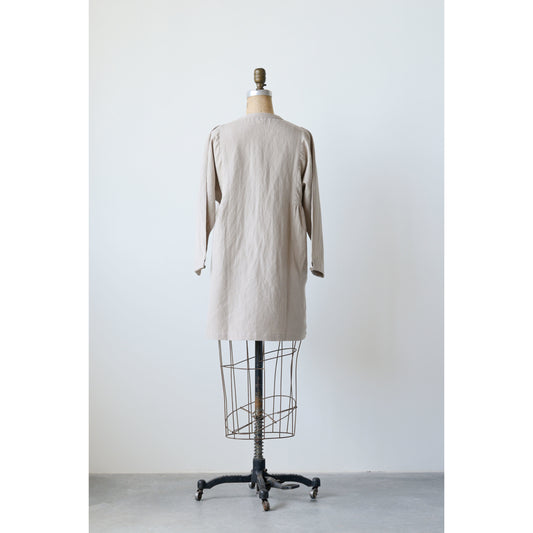 Beige Cotton Linen Nora Tunic, back view. Available in sizes XS–XL.