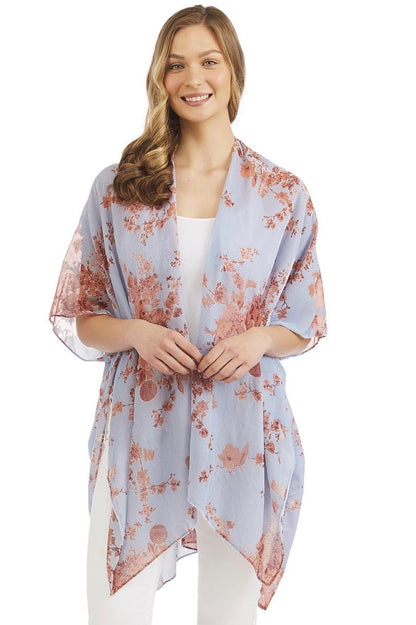 Periwinkle Blue Velvet Kimono, available in sizes S-XL.