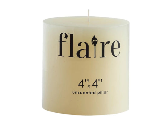 These pillar, candles are cream unscented comes in 4 x 4’s and44 by six