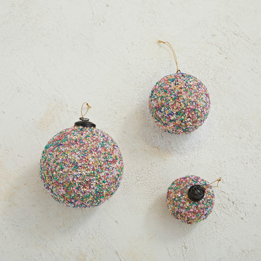 Round Glass Ball Sequins Ornament
