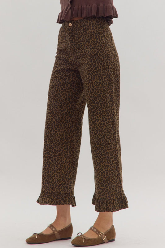 Animal Print Wide Leg Pants
