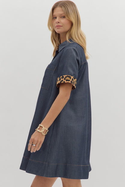 Dark Denim Animal Print Dress