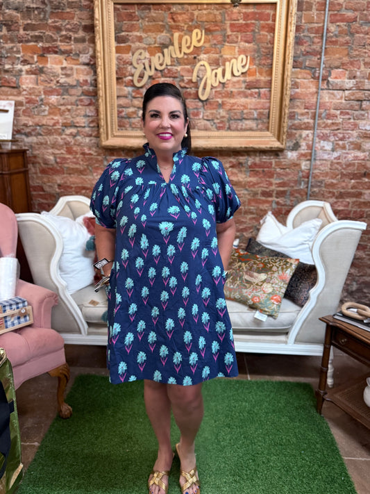 Midnight Floral Print Mini Dress