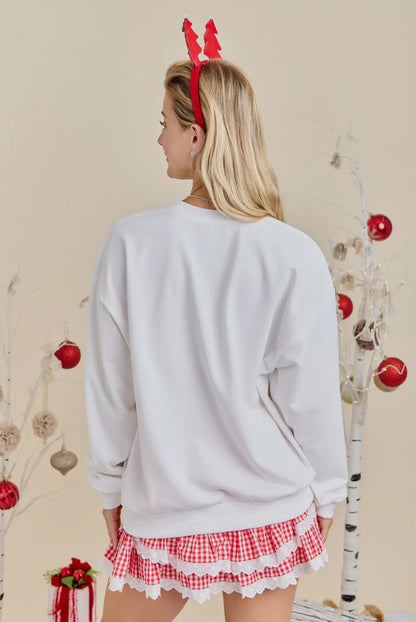 Holly Jolly Patchwork Crewneck Long Sleeve Top