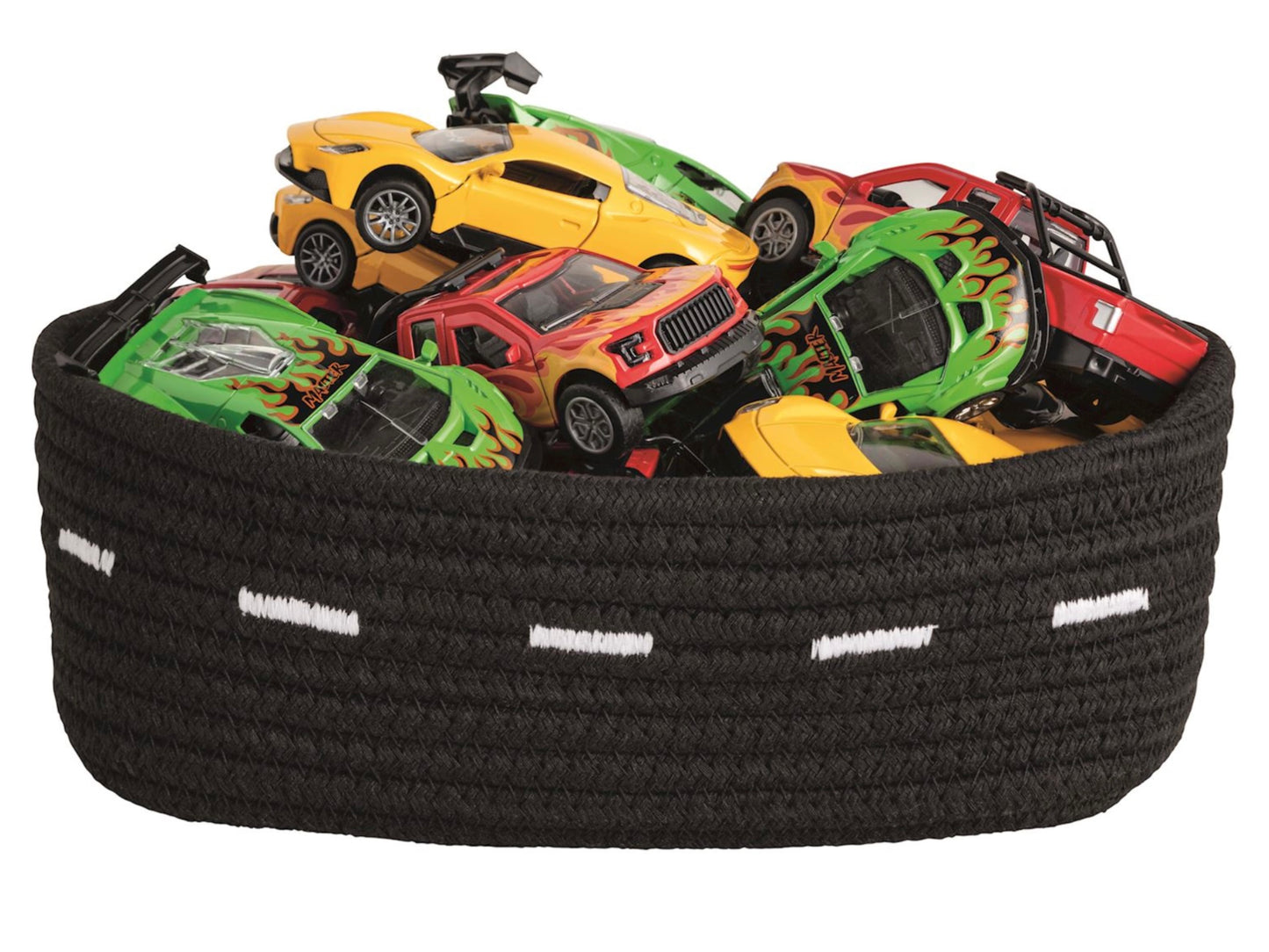 Black oval basket styled as a road. Available in multiple sizes.