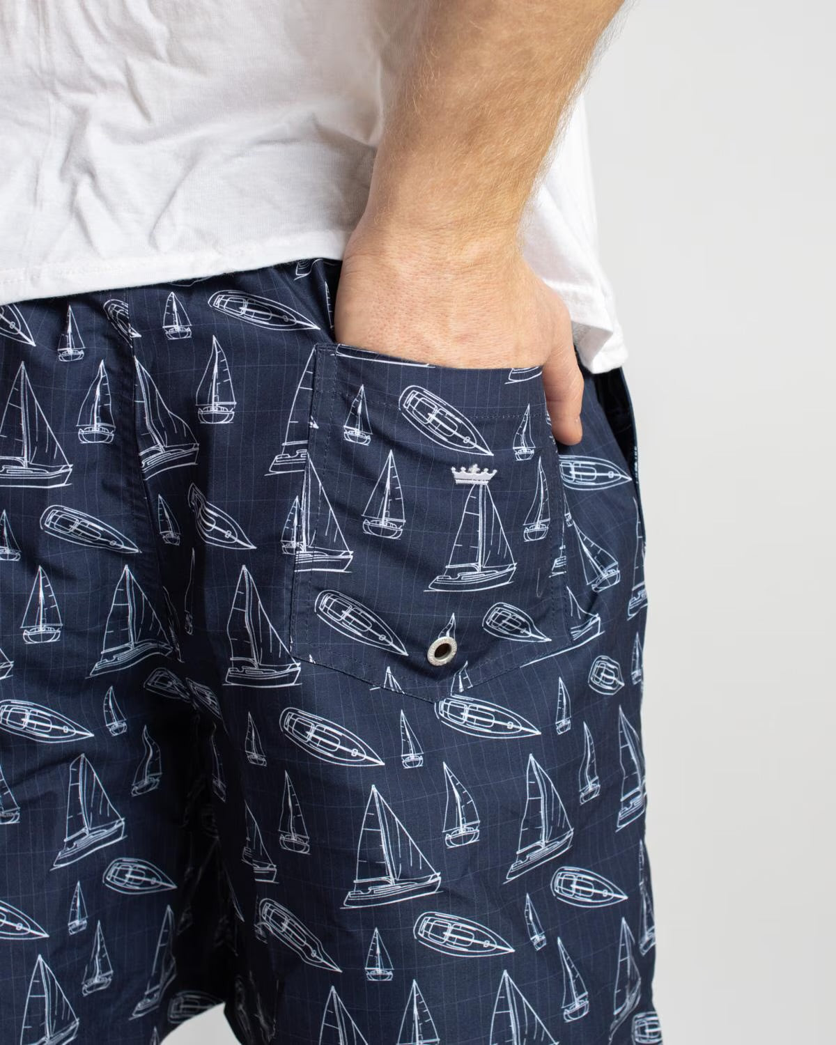 Men’s Set Sail Swim Trunks Navy/White