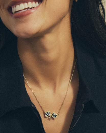 Checkered Flag Pendant Necklace
