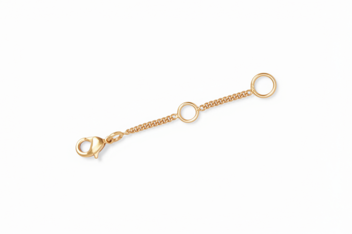 Gold-plated Julie Vos Extender with lobster clasp, two circular loops, and a larger loop. Available in 4" and 6" sizes.