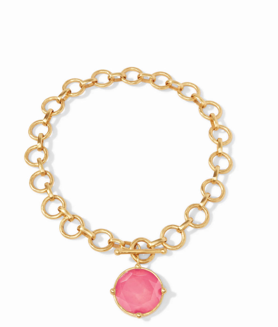 Honeybee Statement Necklace Gold Iridescent Peony Pink