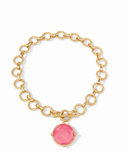 Honeybee Statement Necklace Gold Iridescent Peony Pink