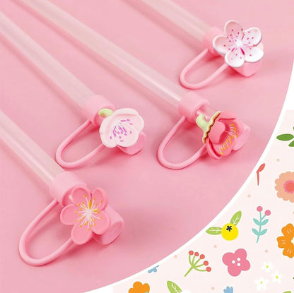 Pink Flowers Straw Covers