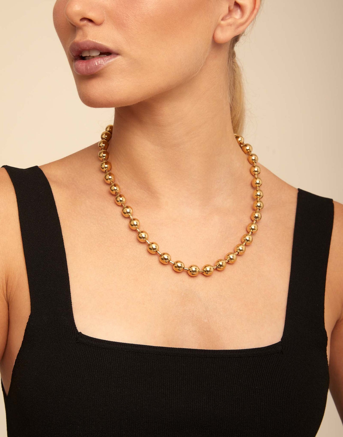 Short Beaded Necklace with Padlock, available in 16" and 18" sizes.