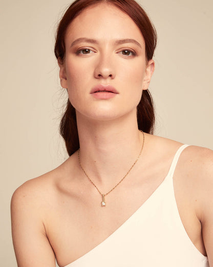 Short Chain Necklace with White Cubic Zirconia, available in multiple sizes.