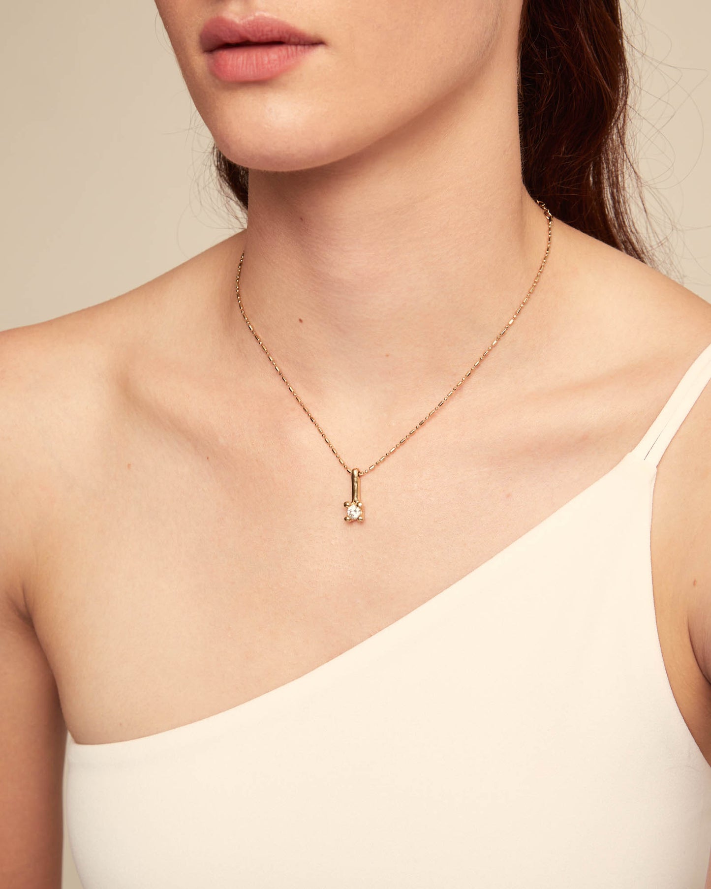 Short Chain Necklace with White Cubic Zirconia, available in 16", 18", and 20" lengths.