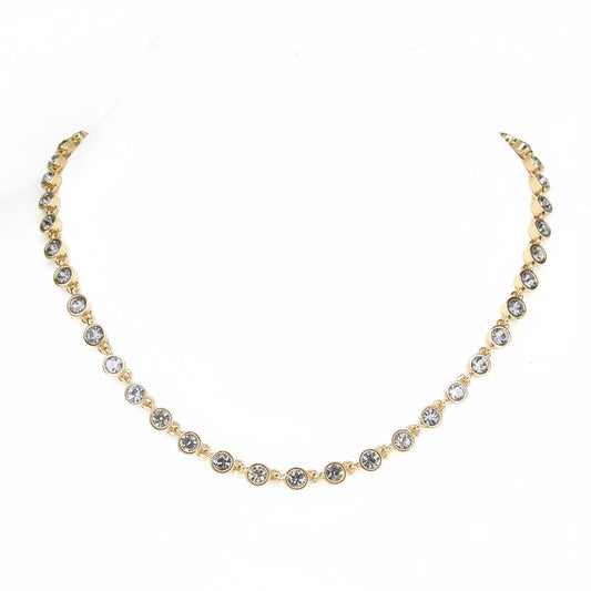 The Crew Gray Diamond Necklace has round, bezel-set gray gemstones spaced along a gold chain. Available in multiple sizes.