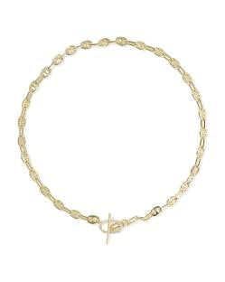 Gold oval-link chain necklace with toggle clasp, classic style. Available sizes: 16", 18", and 20".