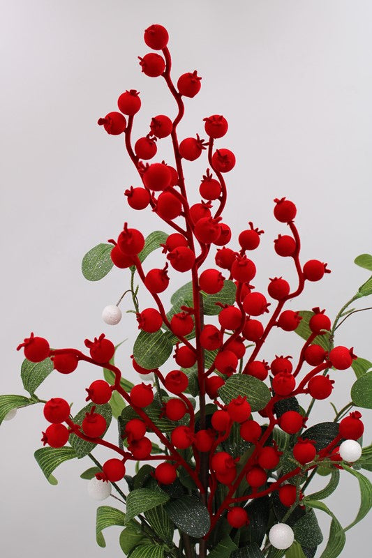 Red Flocked Berry Stem