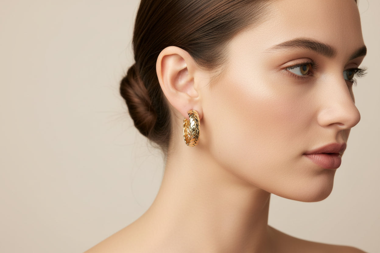 Hoop Earrings in a classic circular design. Available in small, medium, and large sizes.