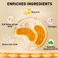 Diagram of Crystal Collagen Gold Powder Eye Mask, key ingredients labeled; available in pairs of 2 and 10.