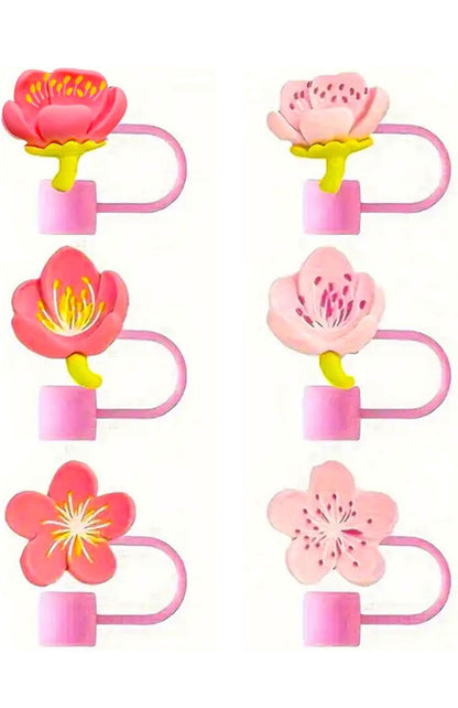 Pink Flowers Straw Covers