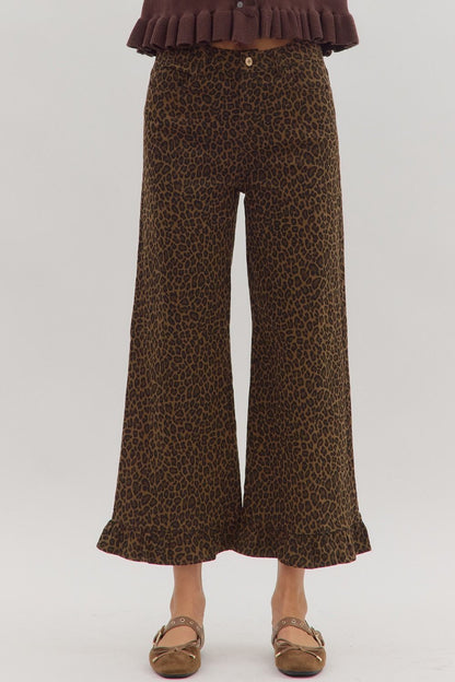 Animal Print Wide Leg Pants