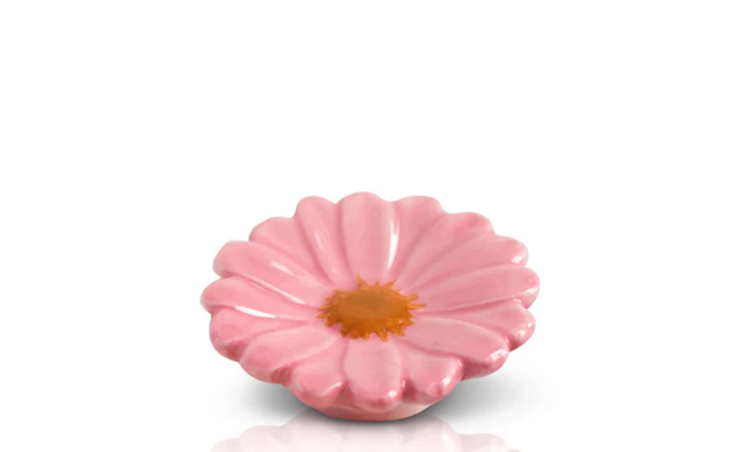 Charming small ceramic daisy flower bowl with pale pink petals and bright yellow center. Available sizes: Small.