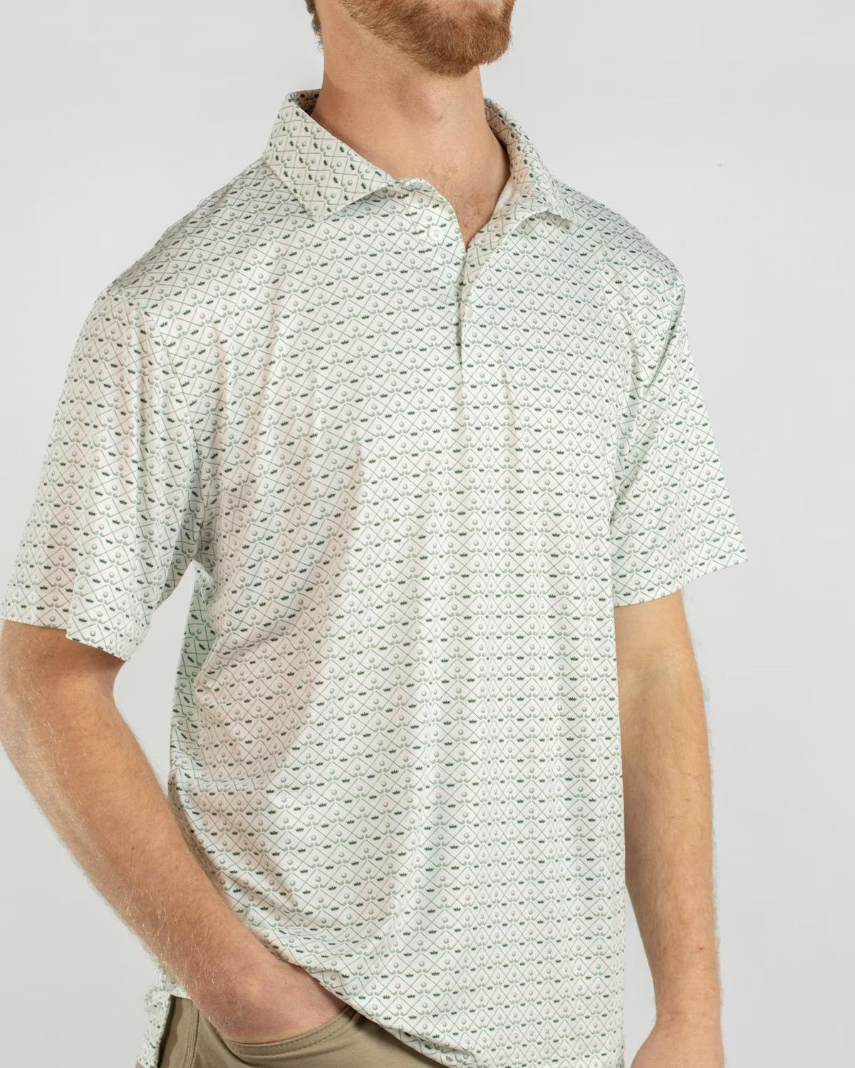 Men's Royal Golf Performance Polo: light-colored, short-sleeve, collared golf shirt. Available in sizes S-XXL.
