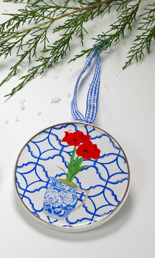 Ceramic Christmas Amaryllis Ornament