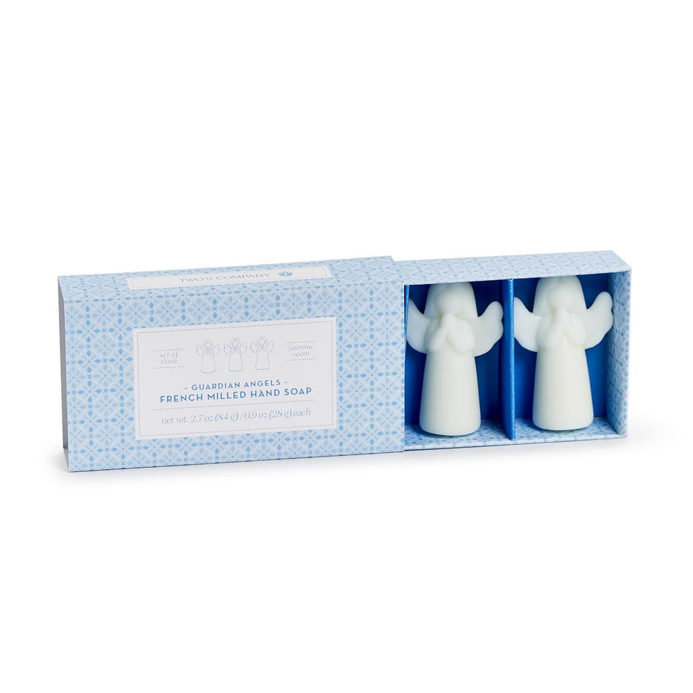 Set of 3 jasmine-scented white angel-shaped soaps, each 0.9 ounces.