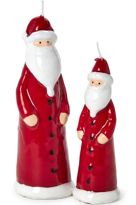 Santa candles in tall and short sizes.