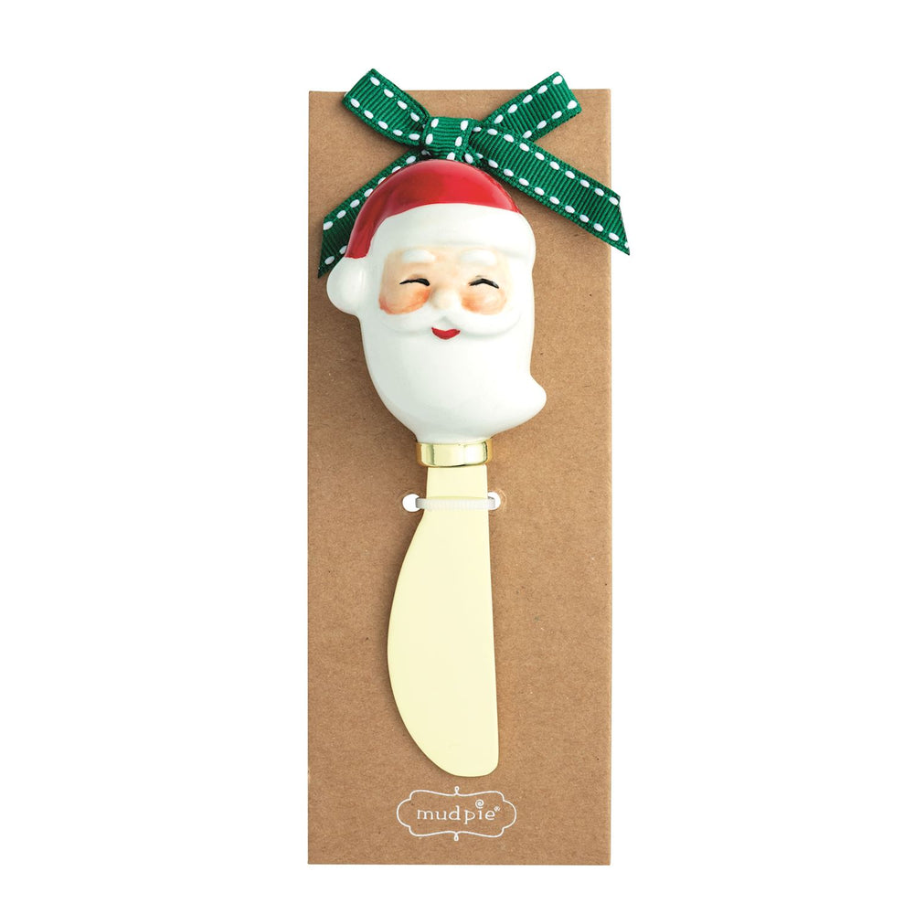 Christmas Whimsy Spreader with figural ceramic Santa Claus head handle and gold-toned blade.