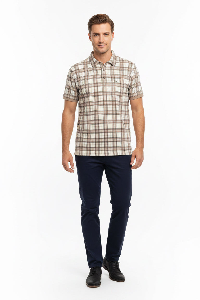 MEN’S WESTERN POLO PLAID shirt shown; available in sizes S-XXL.