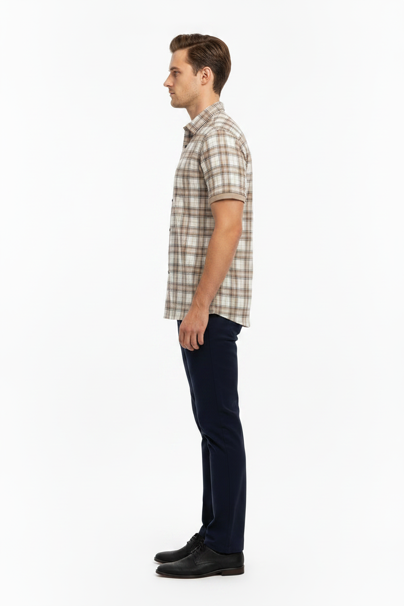 Men’s Western Plaid Polo, available in S–XXL. Features plaid pattern and polo collar.