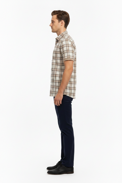 Men’s Western Plaid Polo, available in S–XXL. Features plaid pattern and polo collar.