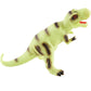 Dino Toys With Sound" – Small plastic T-Rex figurine in light green with darker green stripes, roaring mouth with red details, raised arms, powerful legs, and long tail. Available sizes: Small, Medium.