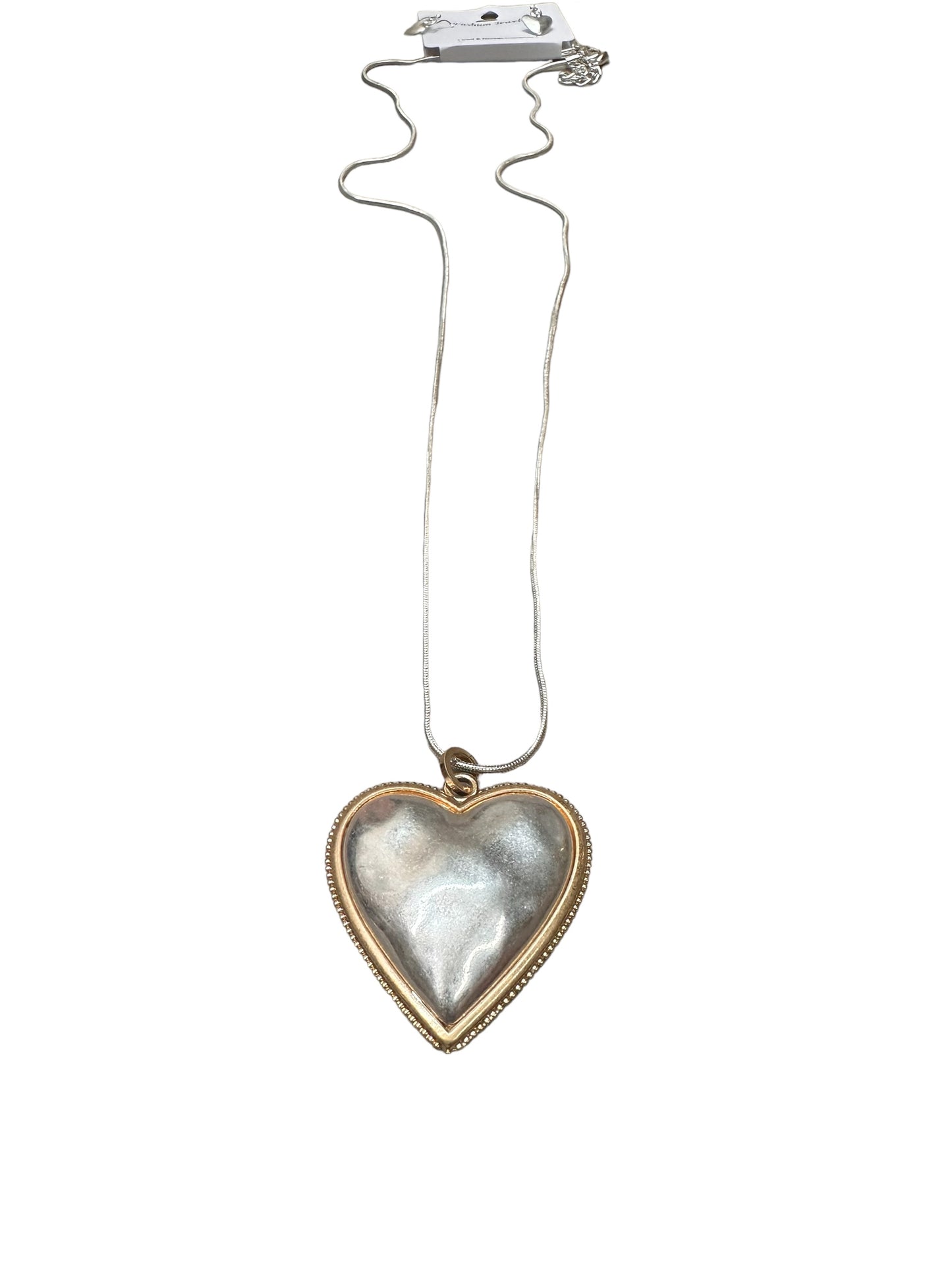 Sterling Silver Heart Pendant Long Necklace