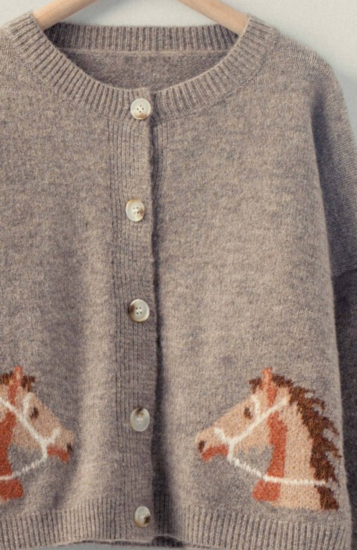 Western Horse Graphic Button-up Knit Cardigan