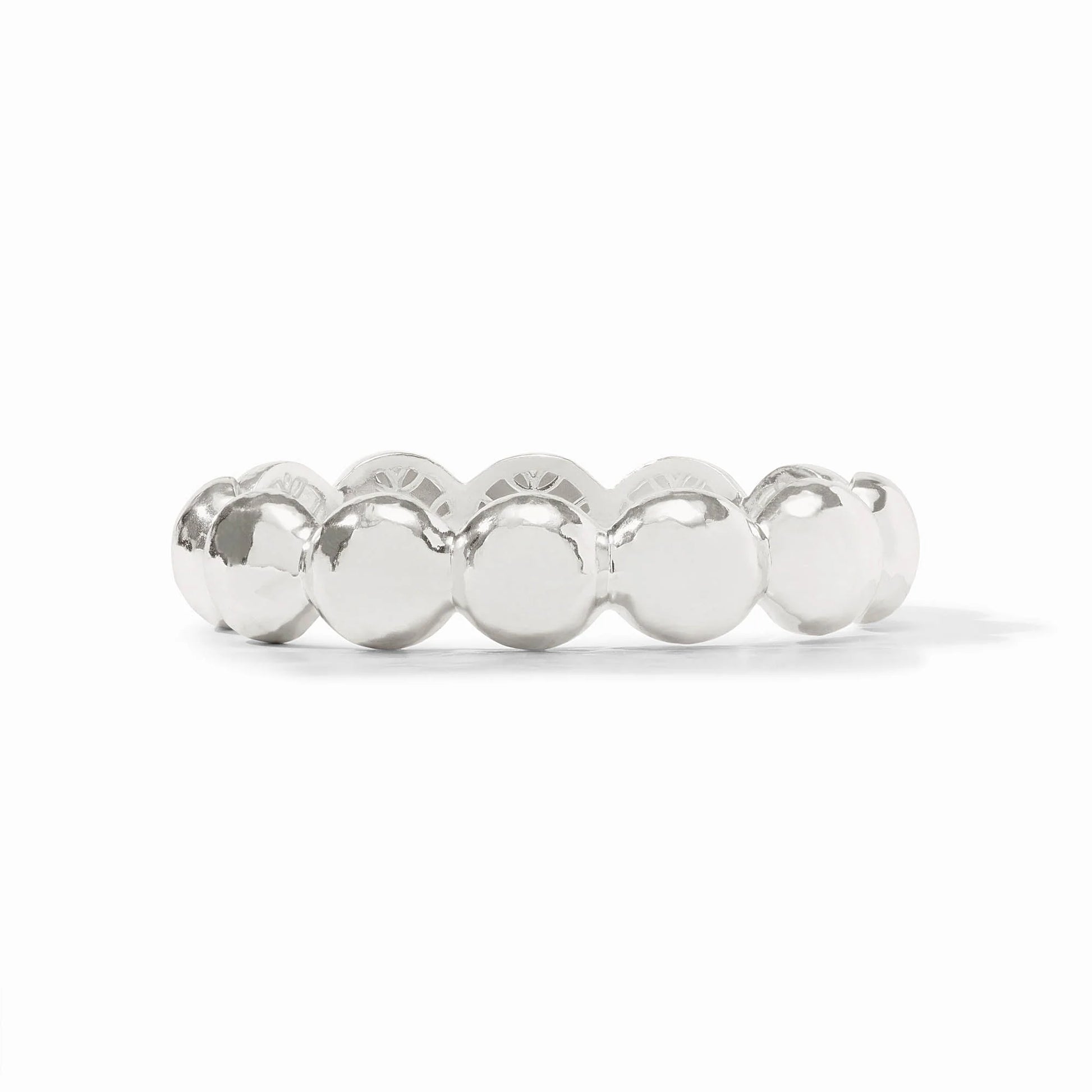 Silver Solara Nova Hinge Bangle with rounded, connected beads. Available in sizes S, M, and L.