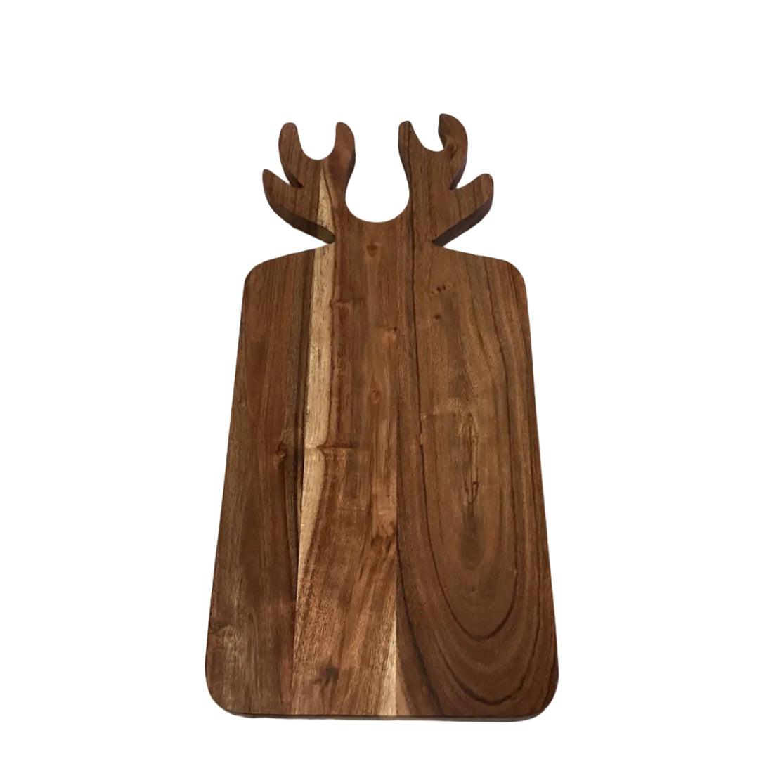 Rectangular wooden Antler Serving Board with antler-style handles.