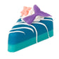 Blue, slice-shaped soap with purple mermaid tail, pink starfish, white swirls. Available in small and large sizes.