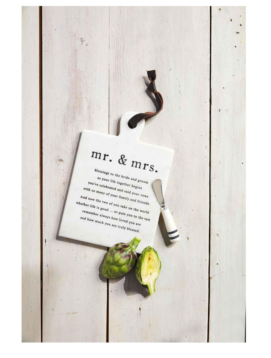 Marble Mr. & Mrs. Blessing Board with inscribed blessing; available in small (8"x12") and large (10"x16").