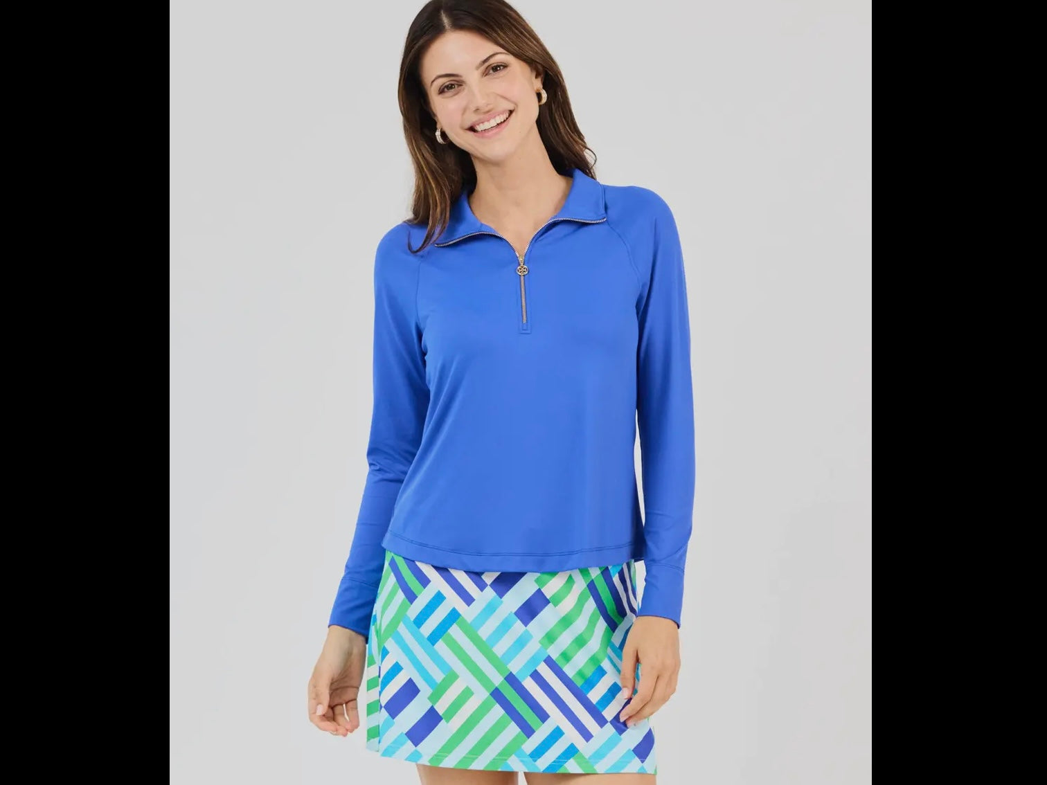 Royal blue Saratoga Half-Zip top with UPF protection, available in sizes XS-XL.