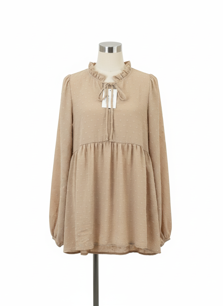 Beige Long Sleeve Top | White Birch