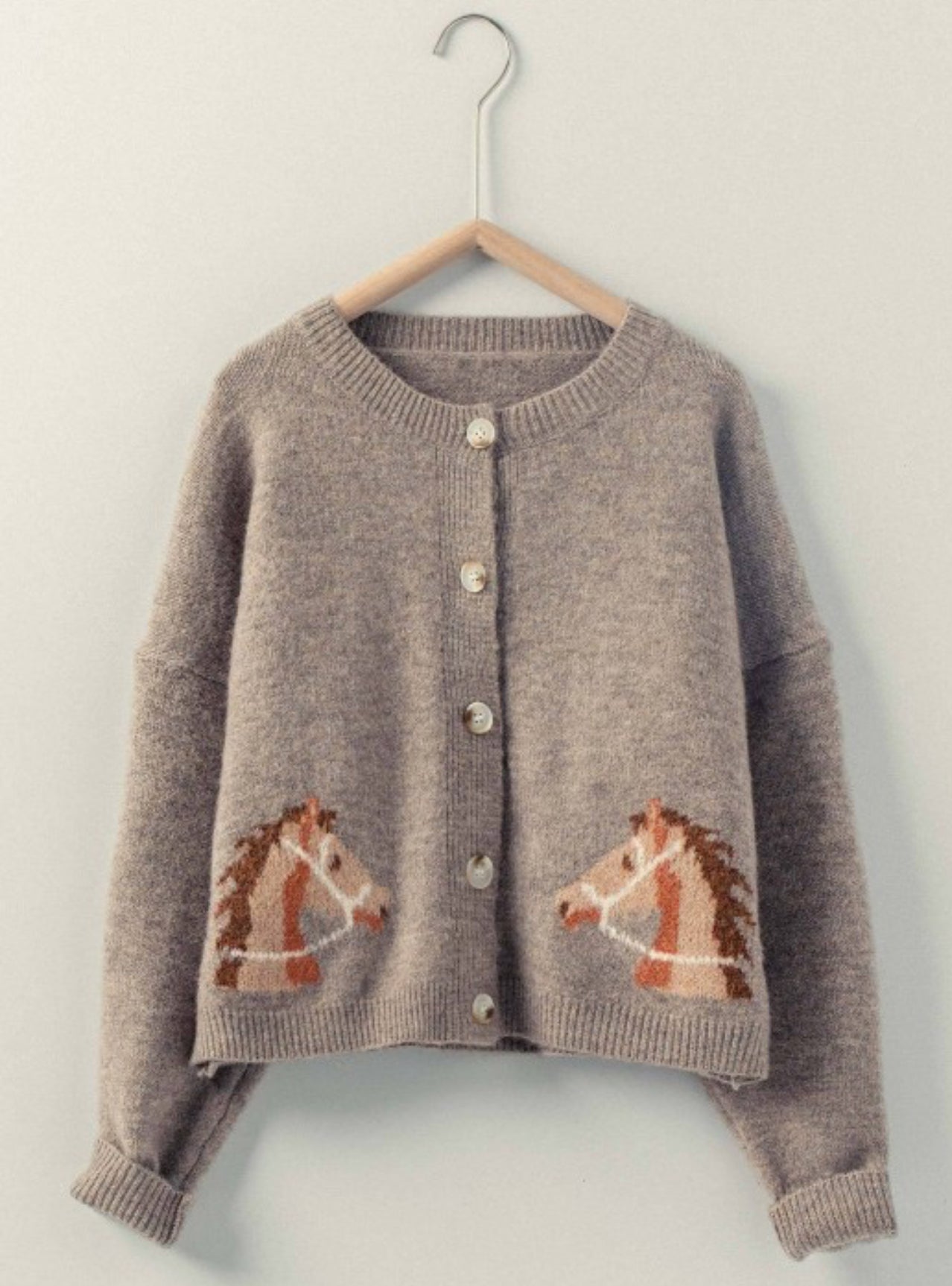 Western Horse Graphic Button-up Knit Cardigan