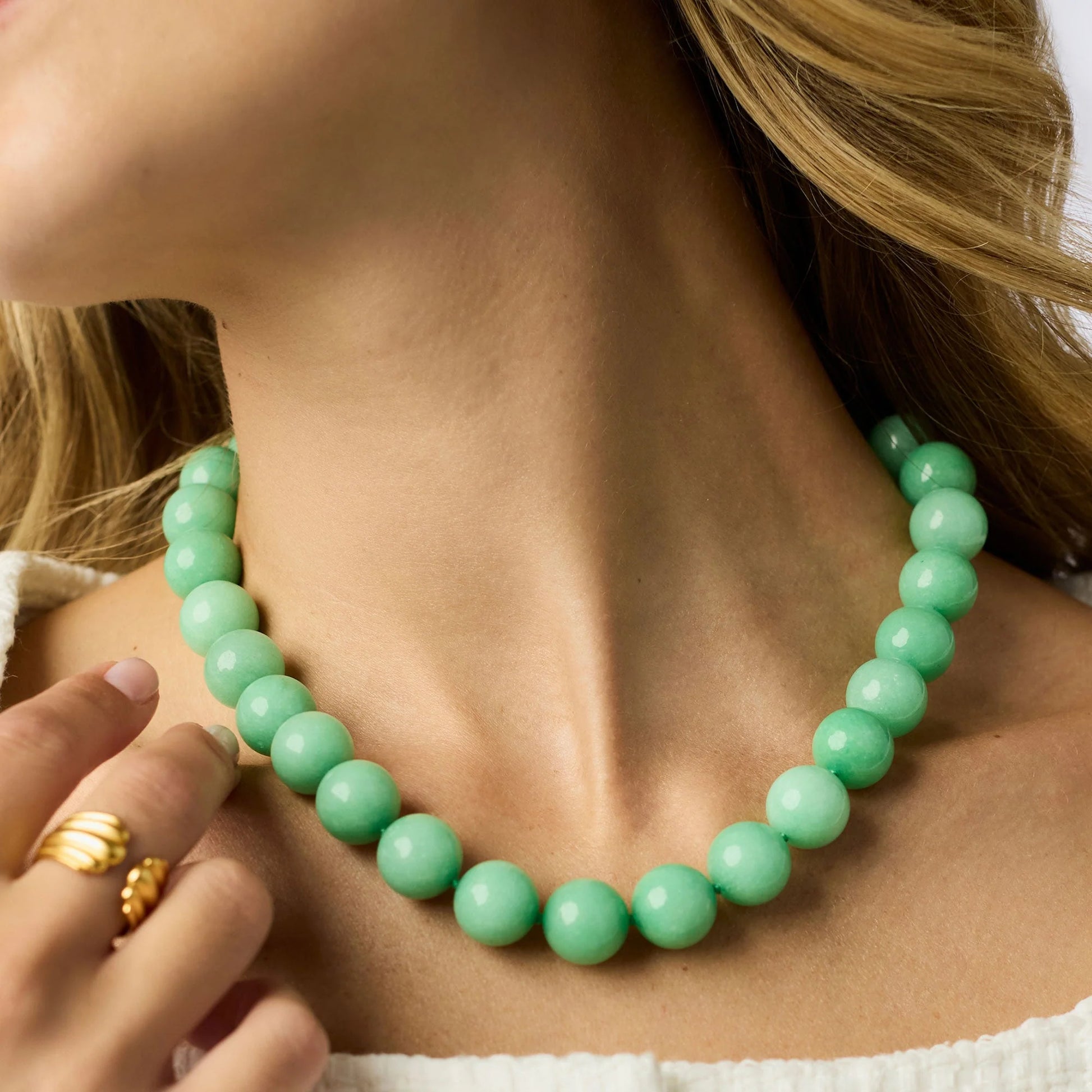 Julie Vos Portofino Aqua Jade Beaded Necklace shown; available in 16–18" adjustable length. No other items included.